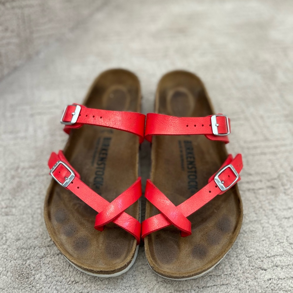 Birkenstock Bright Red Cross-Strap Sandals